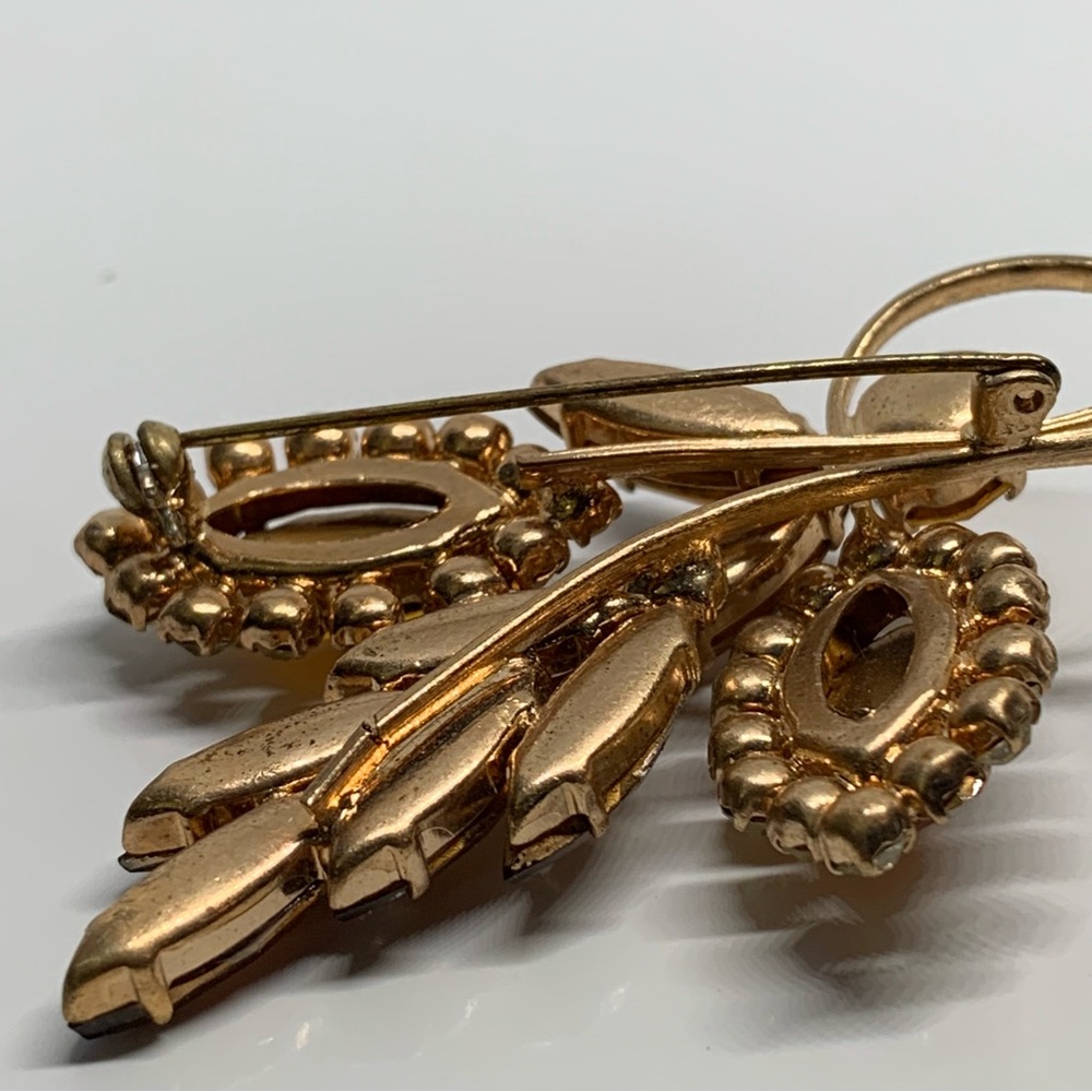 Vintage Unsigned German Reverse Setting Amber Rhi… - image 3